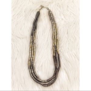 Tri tone brass triple layer necklace